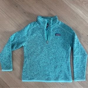 Patagonia Girls 1/4 Zip Better Sweater. Turquoise, Size S.